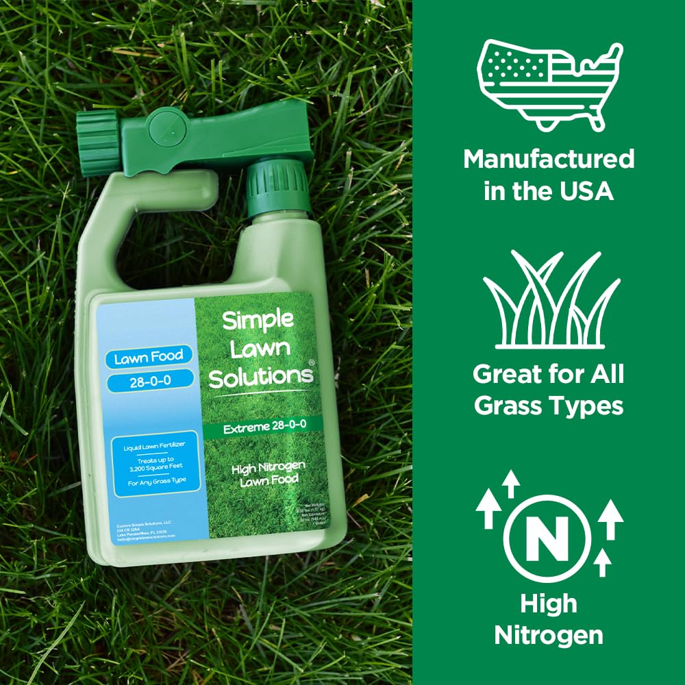 Simple Lawn Solutions gráfico de cobertura indicando hasta 3,200 pies cuadrados