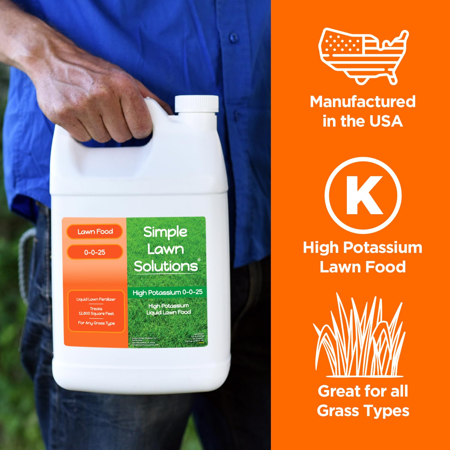 Simple Lawn Solutions comparación de tamaño 1 galón para calcular cobertura fácilmente