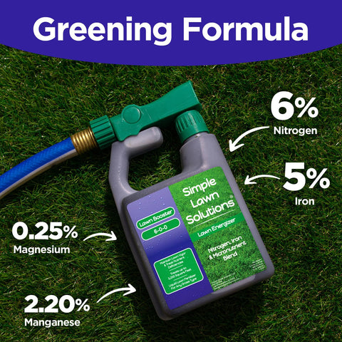 Simple Lawn Solutions en uso rociando césped para color verde más intenso