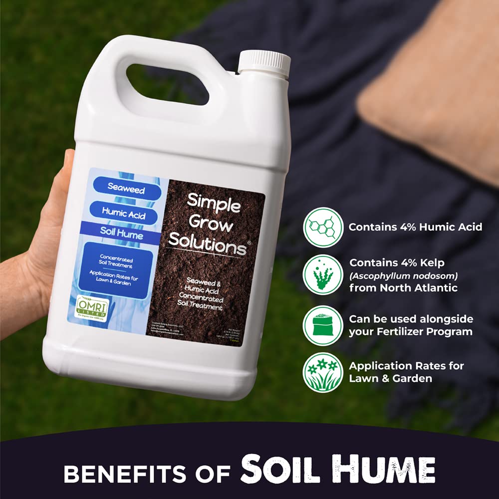 Simple Lawn Solutions etiqueta en primer plano con instrucciones claras
