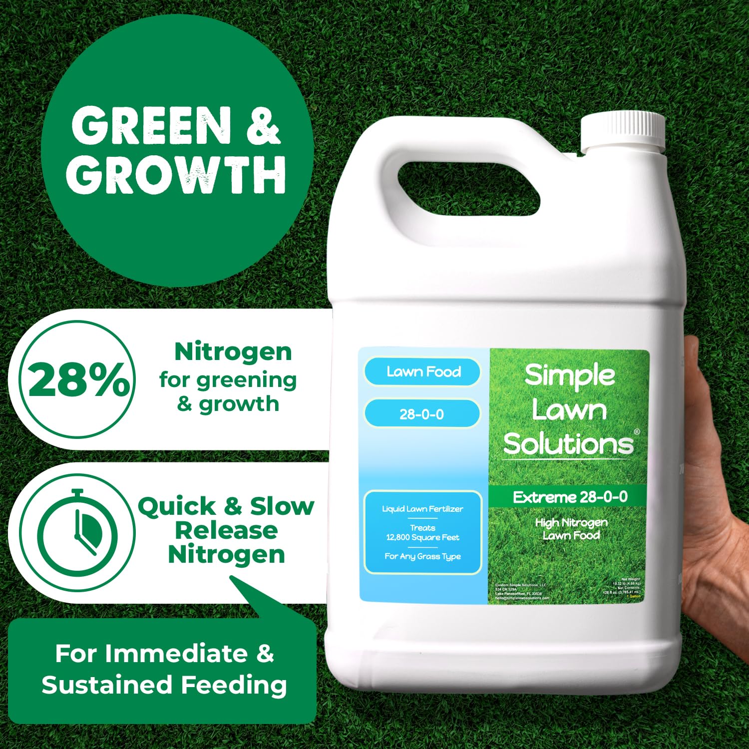 Simple Lawn Solutions etiqueta trasera con instrucciones y modo de uso