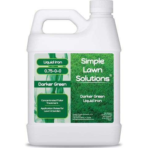 Simple Lawn Solutions envase frontal que muestra formato de 32 onzas y diseño claro
