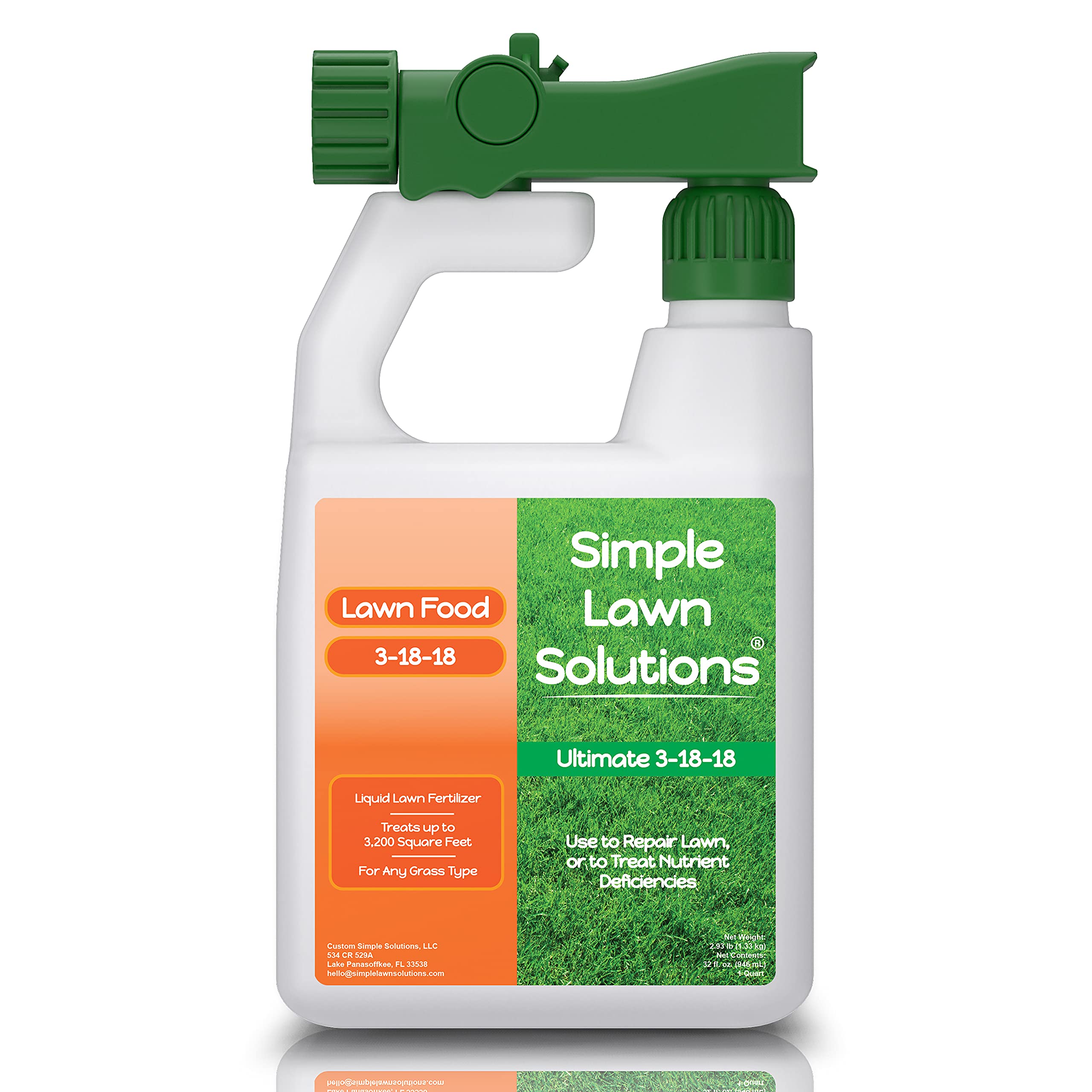 Simple Lawn Solutions envase frontal mostrando etiqueta y beneficio de raíces vigorosas