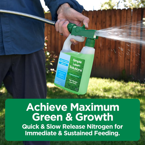 Simple Lawn Solutions pulverizador integrado facilitando dosificación uniforme