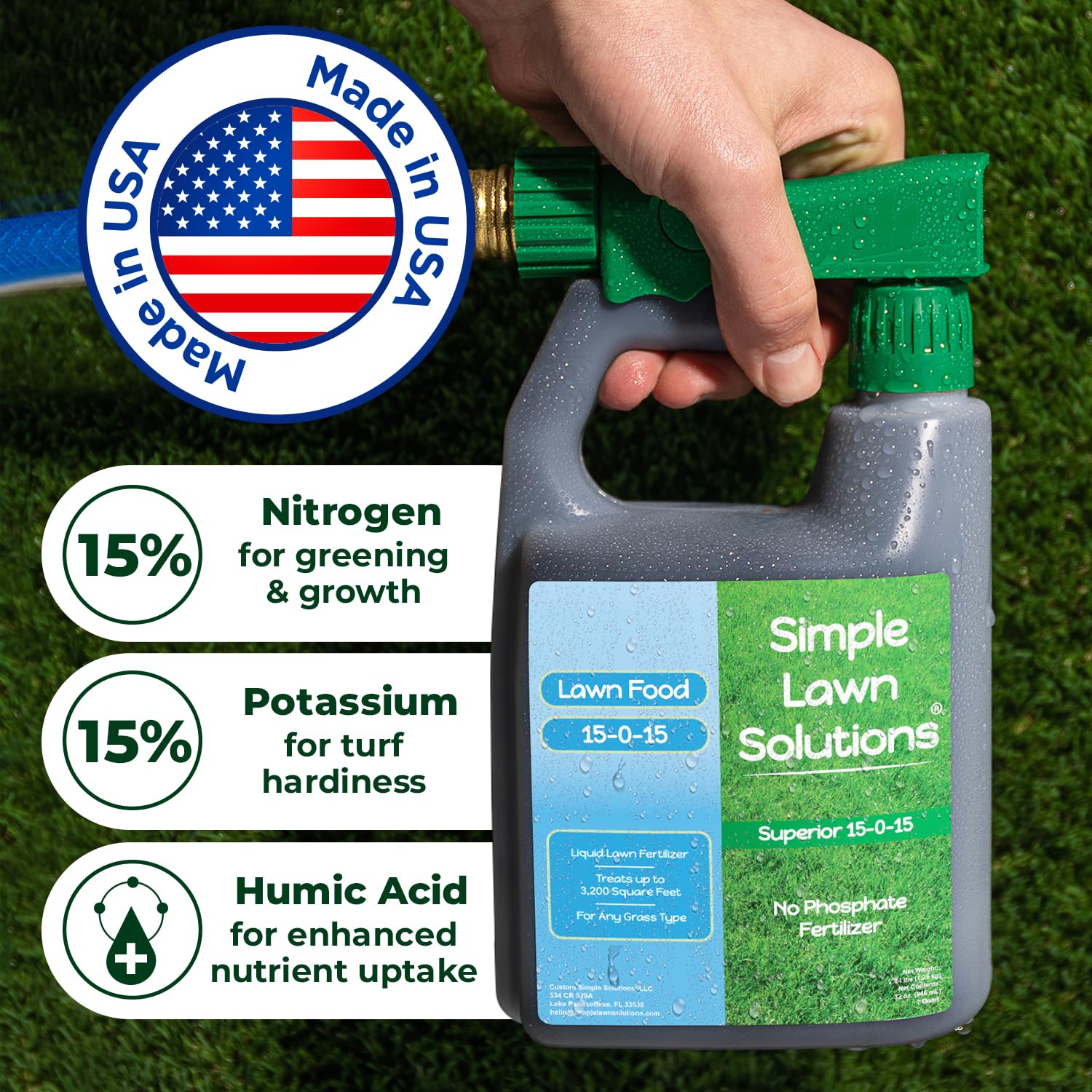 Simple Lawn Solutions rociador acoplado en manguera para aplicación rápida y uniforme