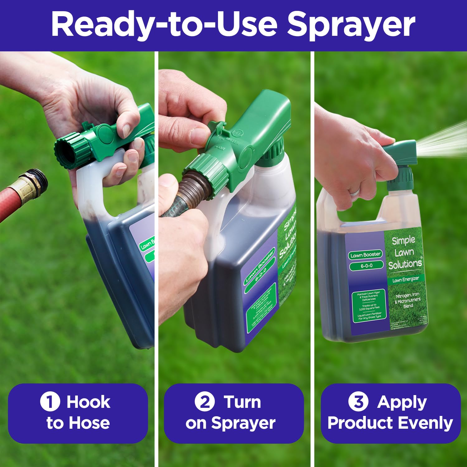 Simple Lawn Solutions gotas del fertilizante líquido que muestran concentración
