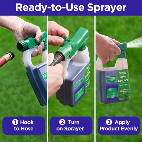 Simple Lawn Solutions gotas del fertilizante líquido que muestran concentración