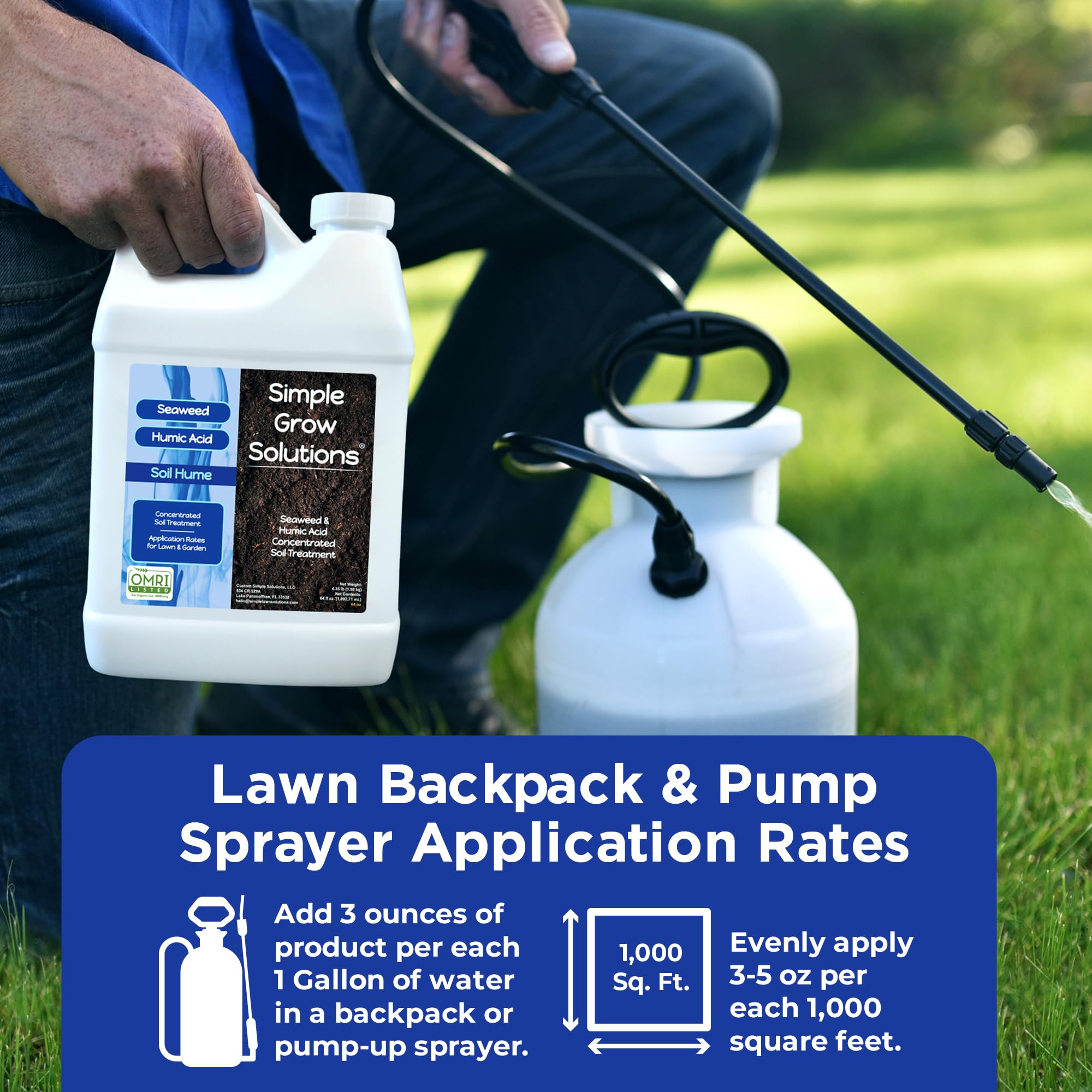 Simple Lawn Solutions uso en jardín cerca de flores para mayor vigor