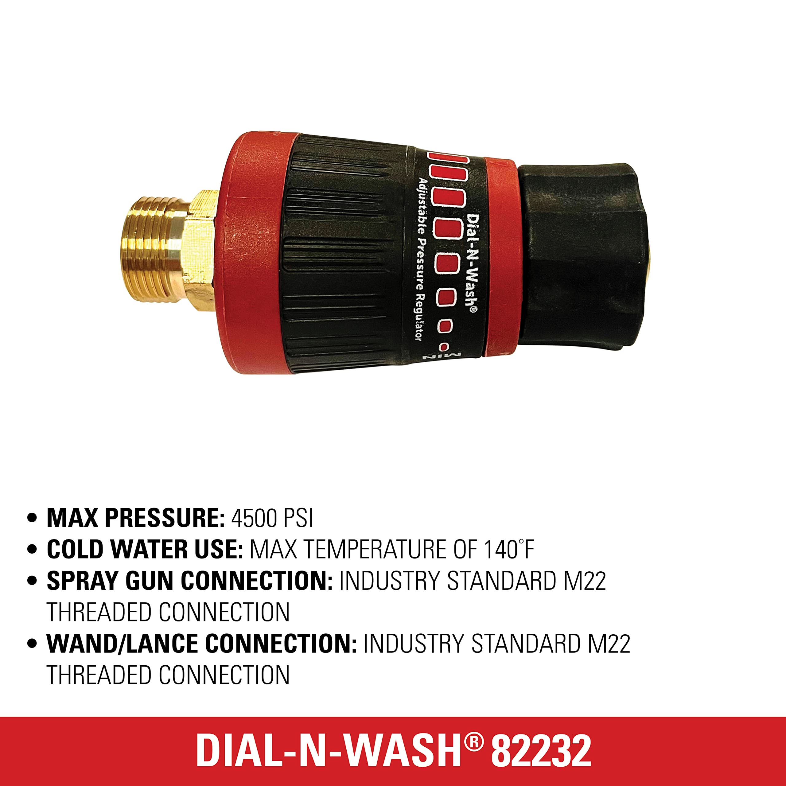 SIMPSON Dial-N-Wash junto a una regla para comparar tamaño y facilidad de transporte