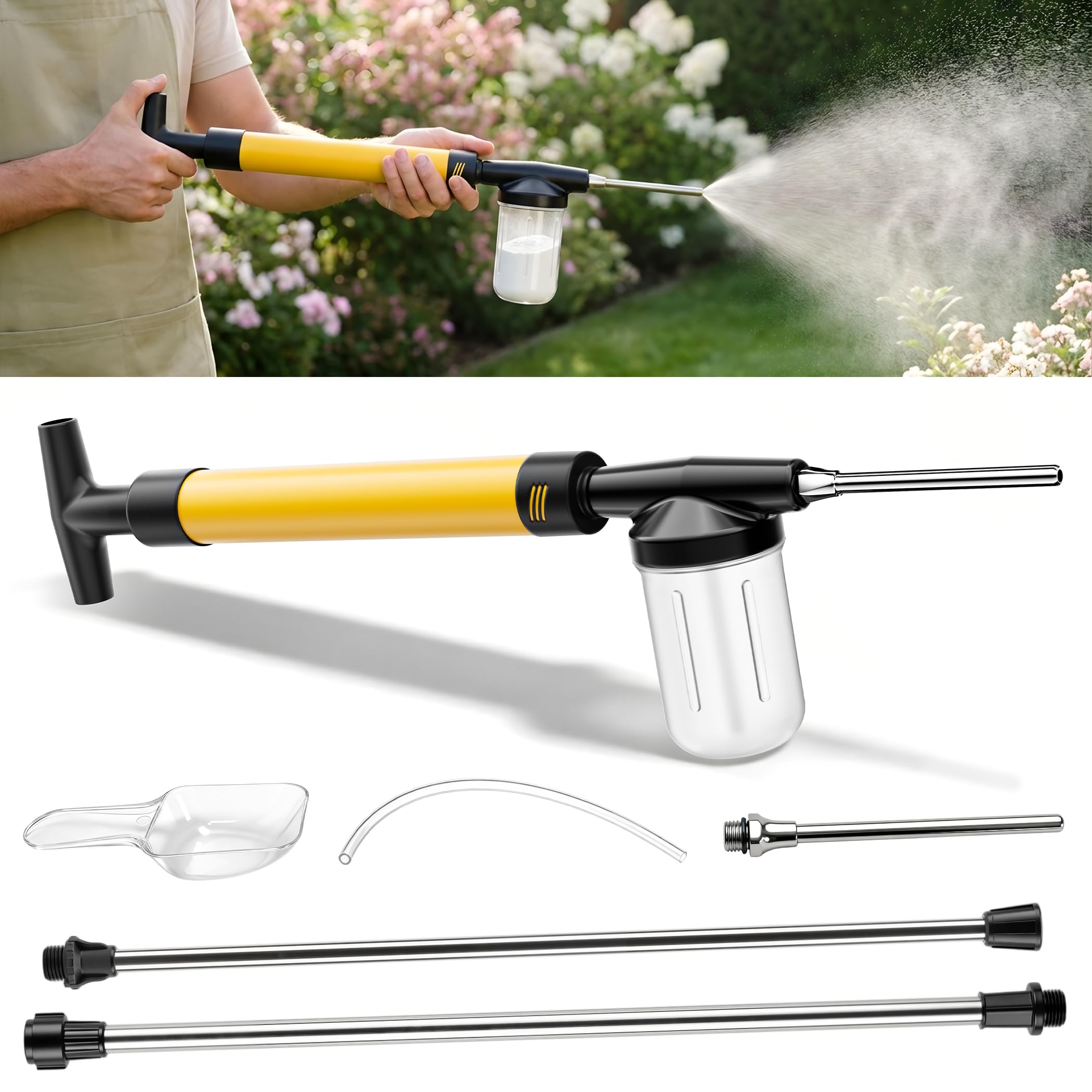 Sinoome vista frontal del envase amarillo y ergonomía para aplicación fácil