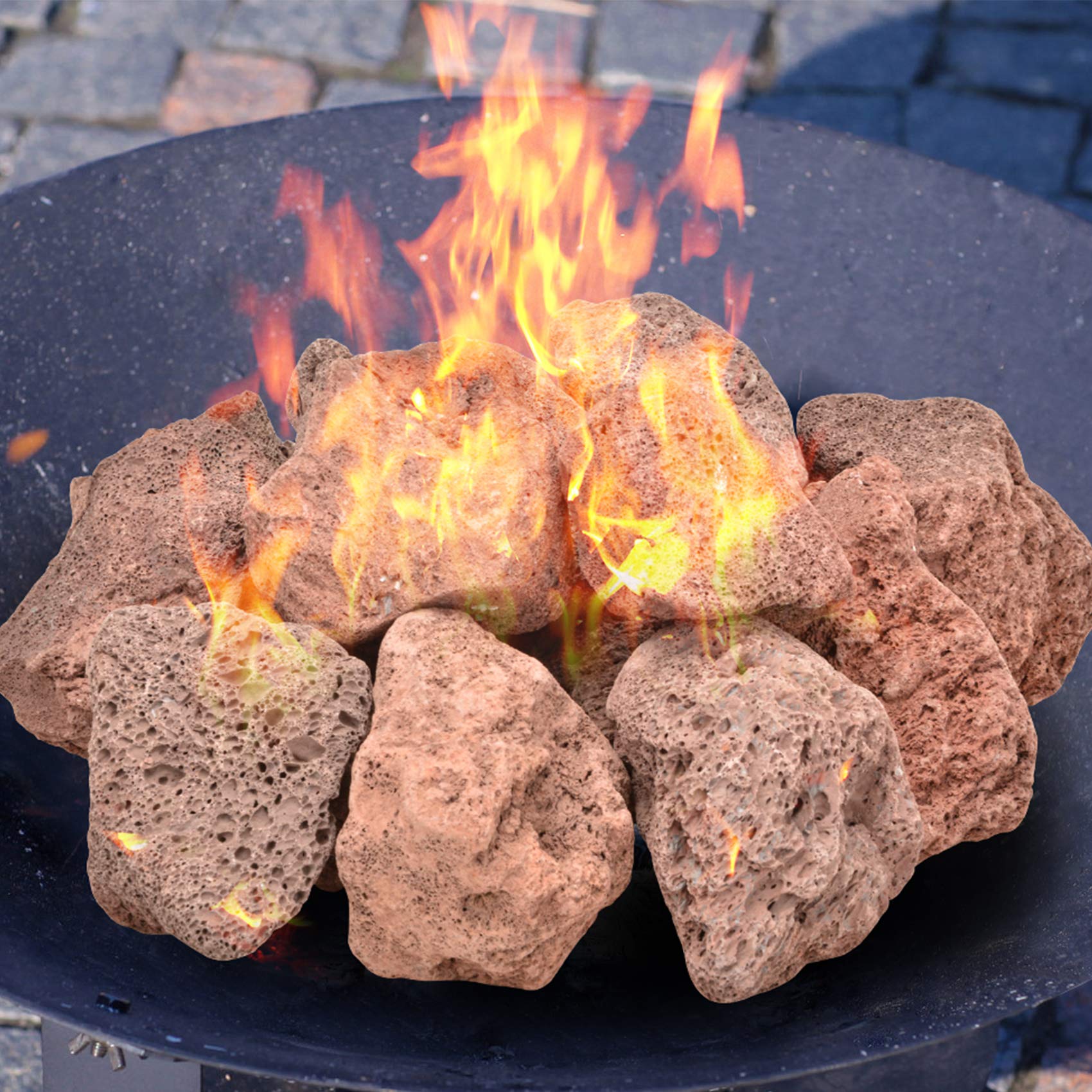 Skyflame piedras en mesa de fuego creando llamas más regulares y atractivas