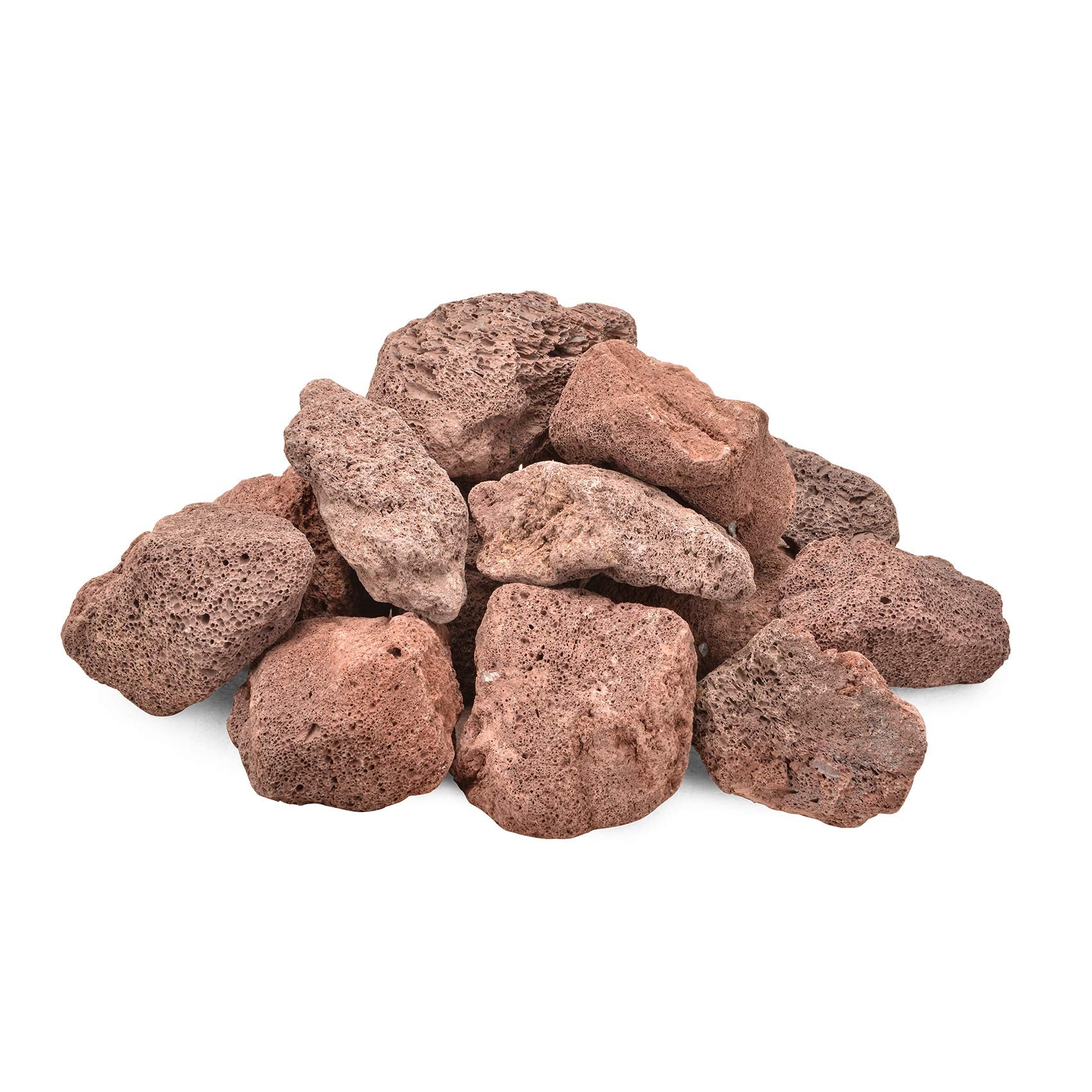 Skyflame bolsa 10 lb mostrando las lava rocks y beneficio estético