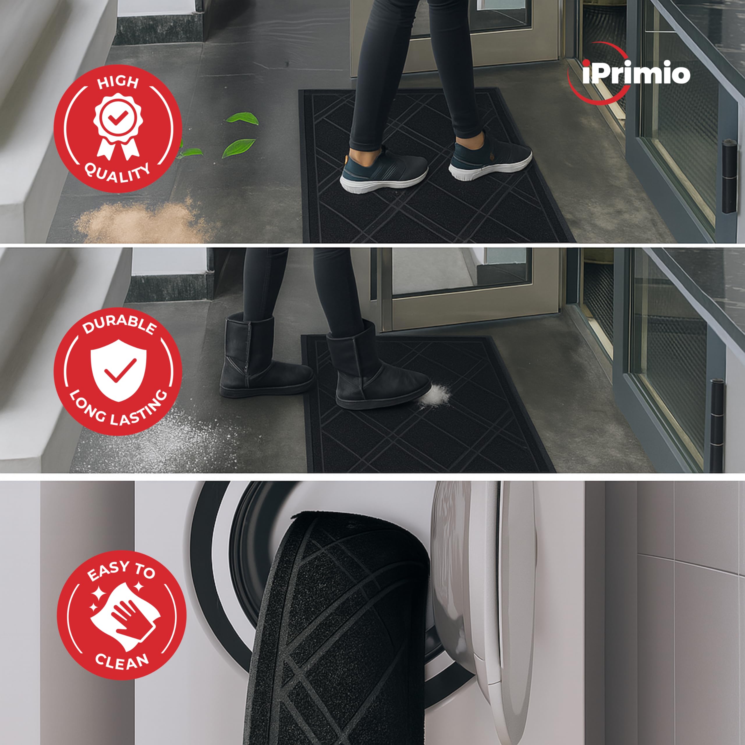 SlipToGrip primer plano del patrón plaid en tonos grises que aporta estilo