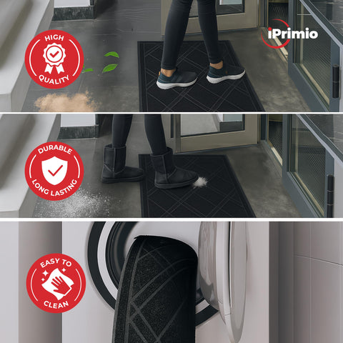 SlipToGrip primer plano del patrón plaid en tonos grises que aporta estilo
