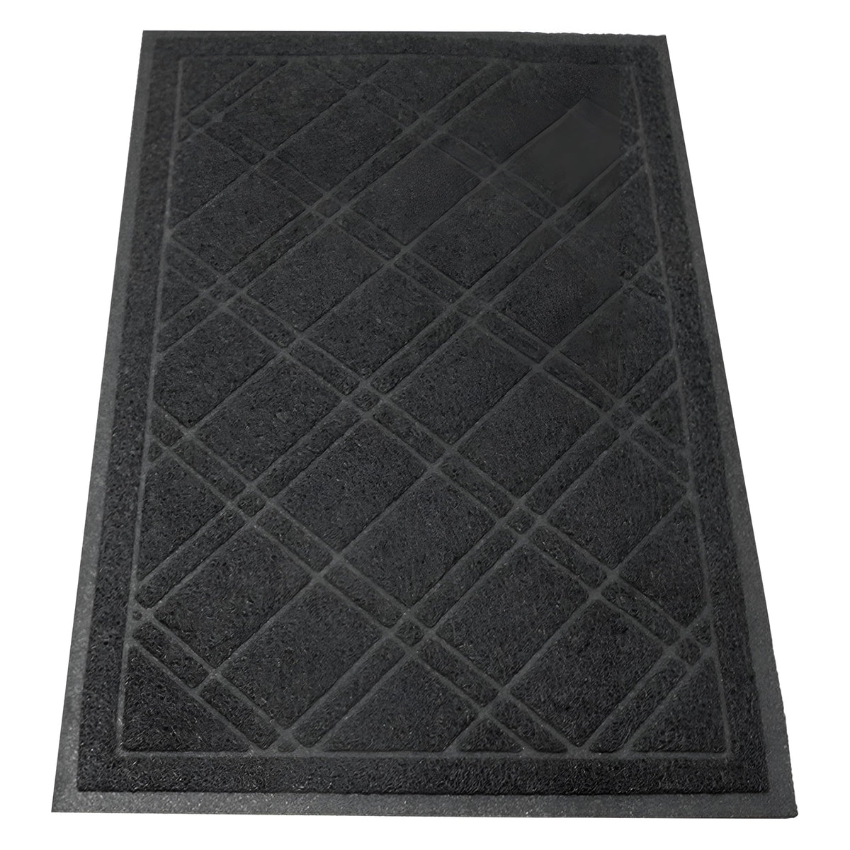 SlipToGrip vista frontal del felpudo mostrando diseño plaid y protección de entrada