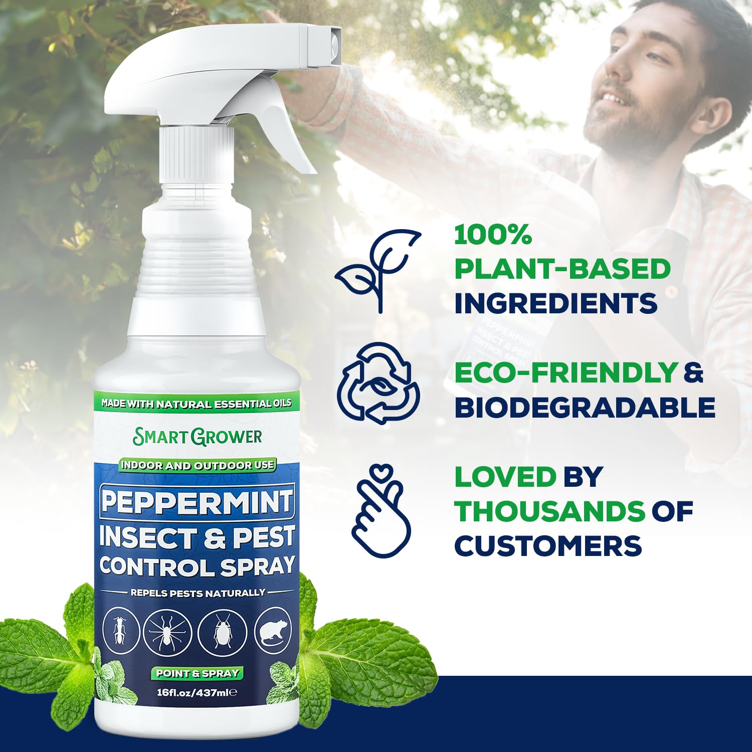 Smart Grower spray en ambiente hogareño mostrando uso seguro y eficaz