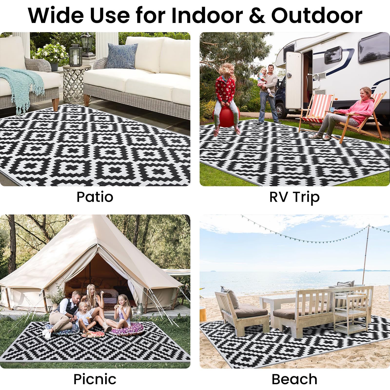 Smiry alfombra junto a objetos para comparar tamaño 5x8 ft y ajuste espacial