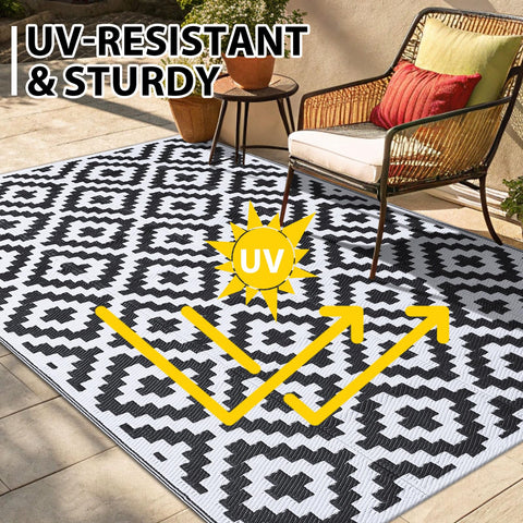 Smiry alfombra en porche con muebles demostrando uso exterior cómodo