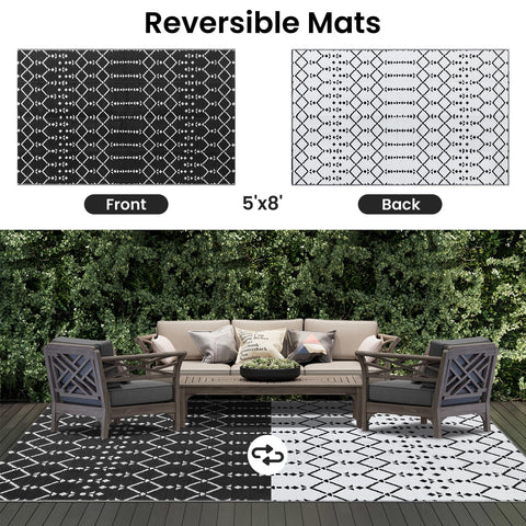 Smiry alfombra colocada en terraza con muebles, mejora la zona exterior