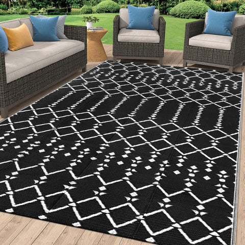 Smiry alfombra exterior frontal mostrando diseño boho y beneficio estético