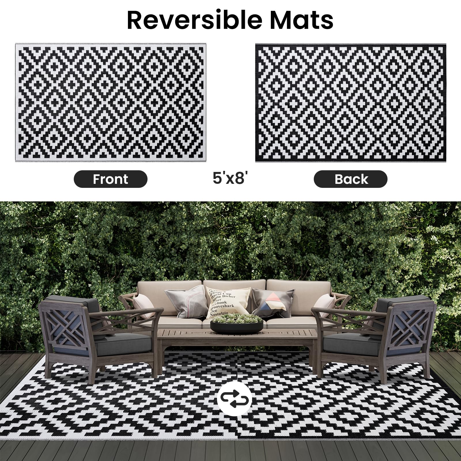 Smiry alfombra reversible mostrando el lado B y mayor versatilidad de diseño