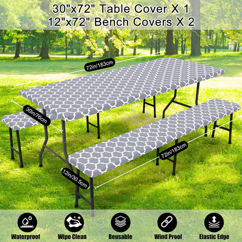 Smiry mesa decorada en jardín con funda mostrando aspecto elegante