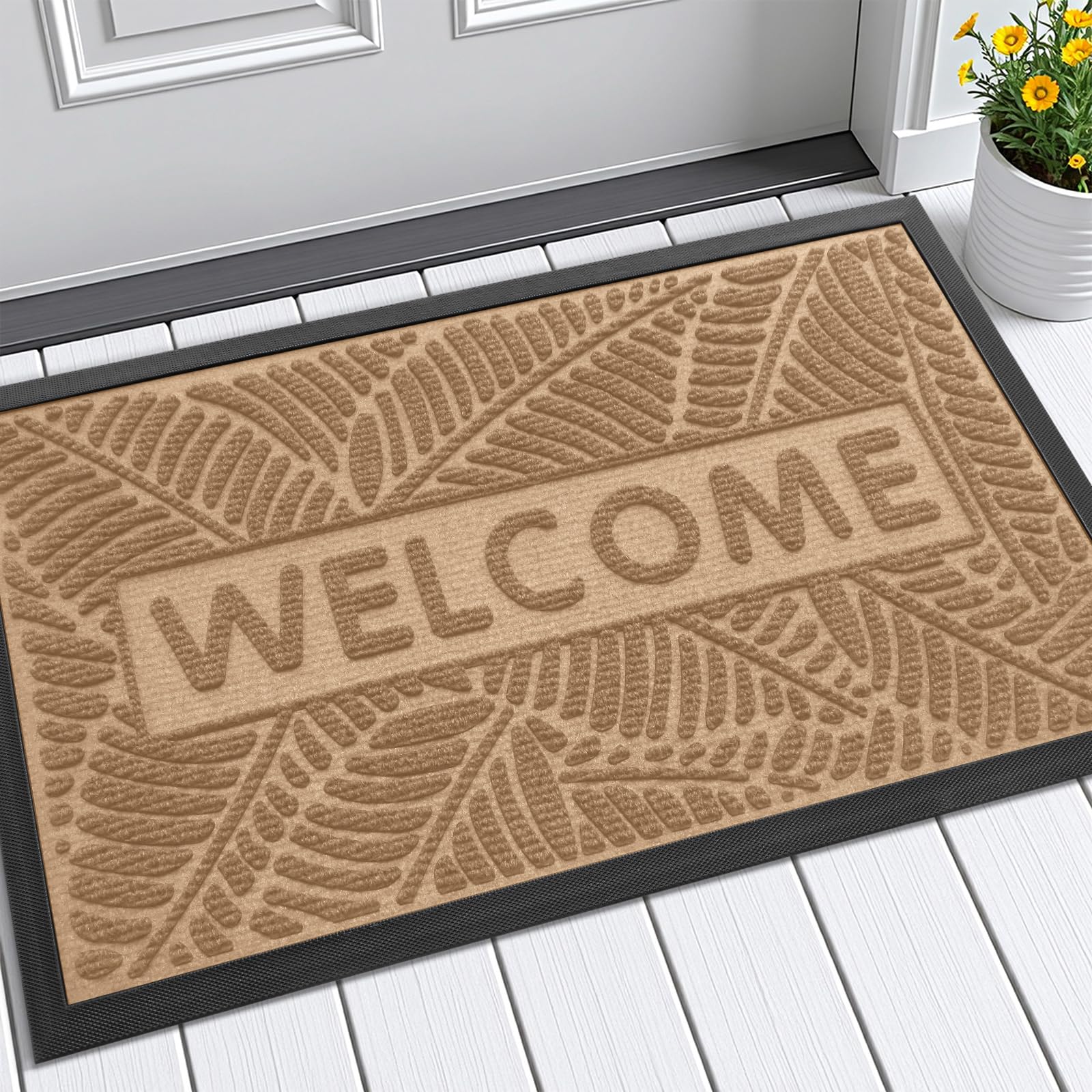 Smiry felpudo frontal con diseño "WELCOME" que acoge y atrapa suciedad