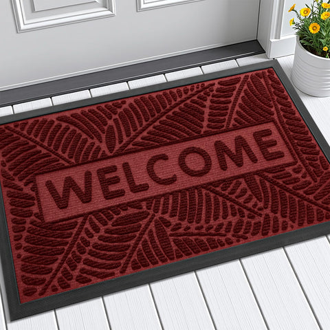 Smiry felpudo frontal mostrando "WELCOME" y bienvenida duradera