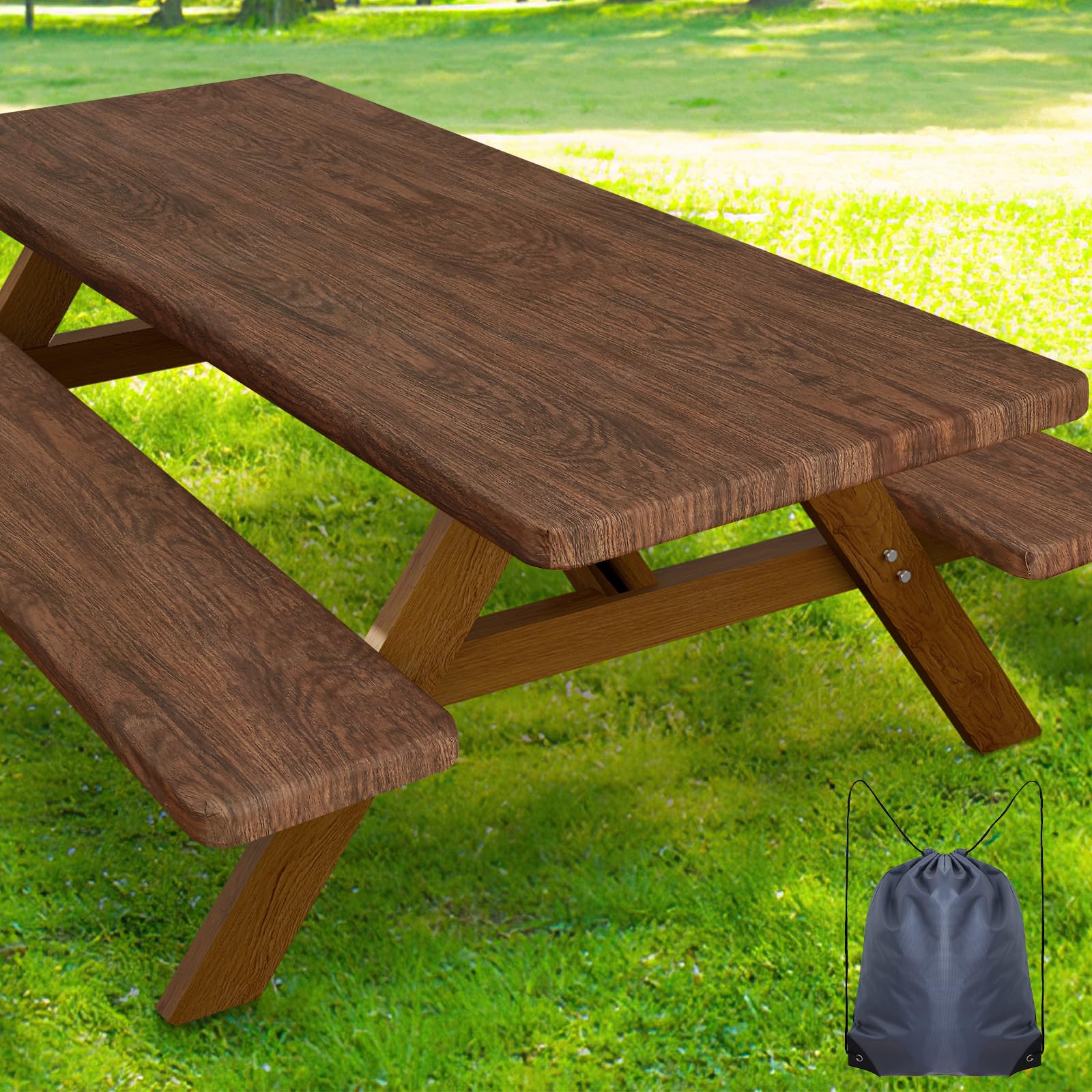 Smiry vista frontal de la funda de mesa protegiendo y estilizando