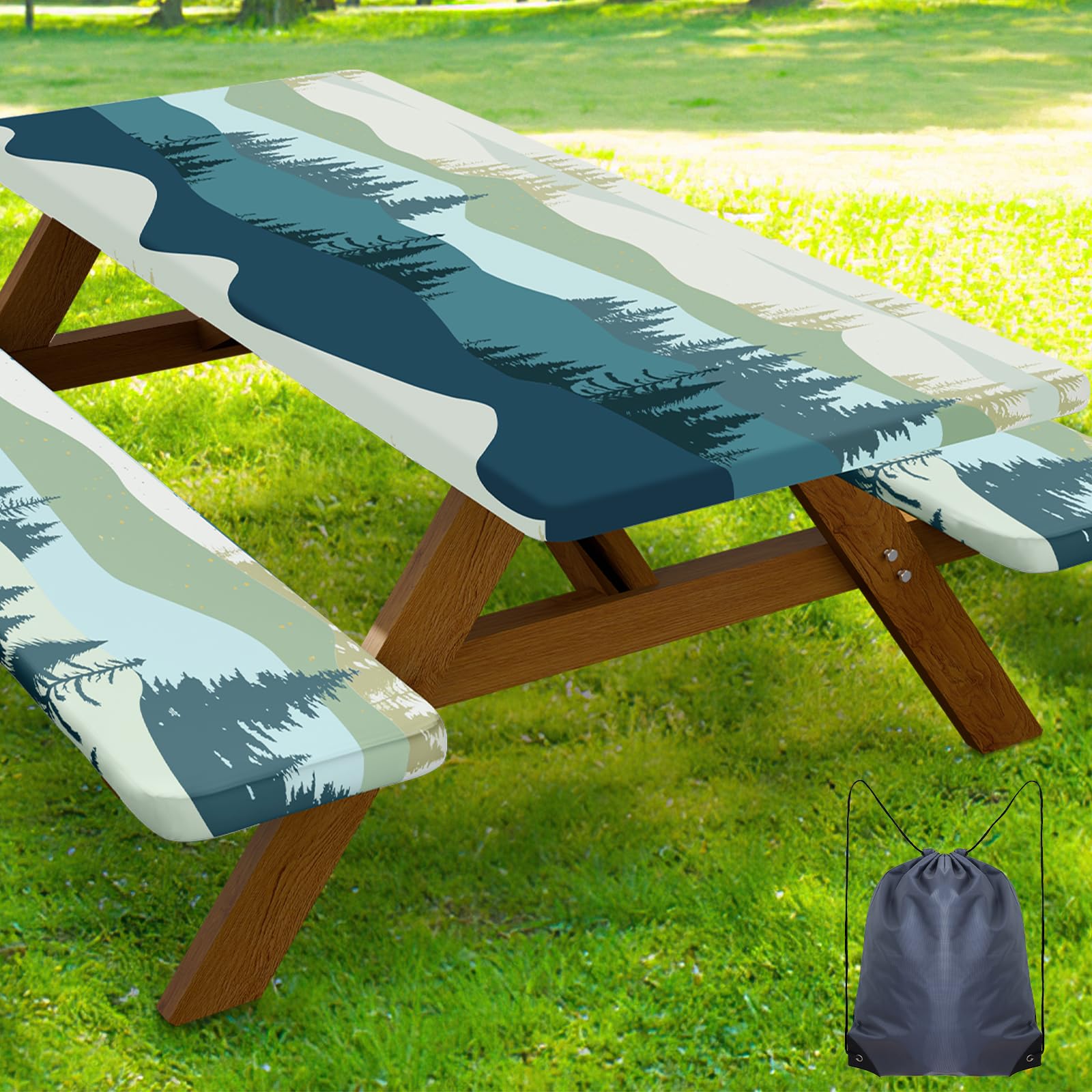 Smiry vista frontal de la funda de mesa mostrando ajuste y protección