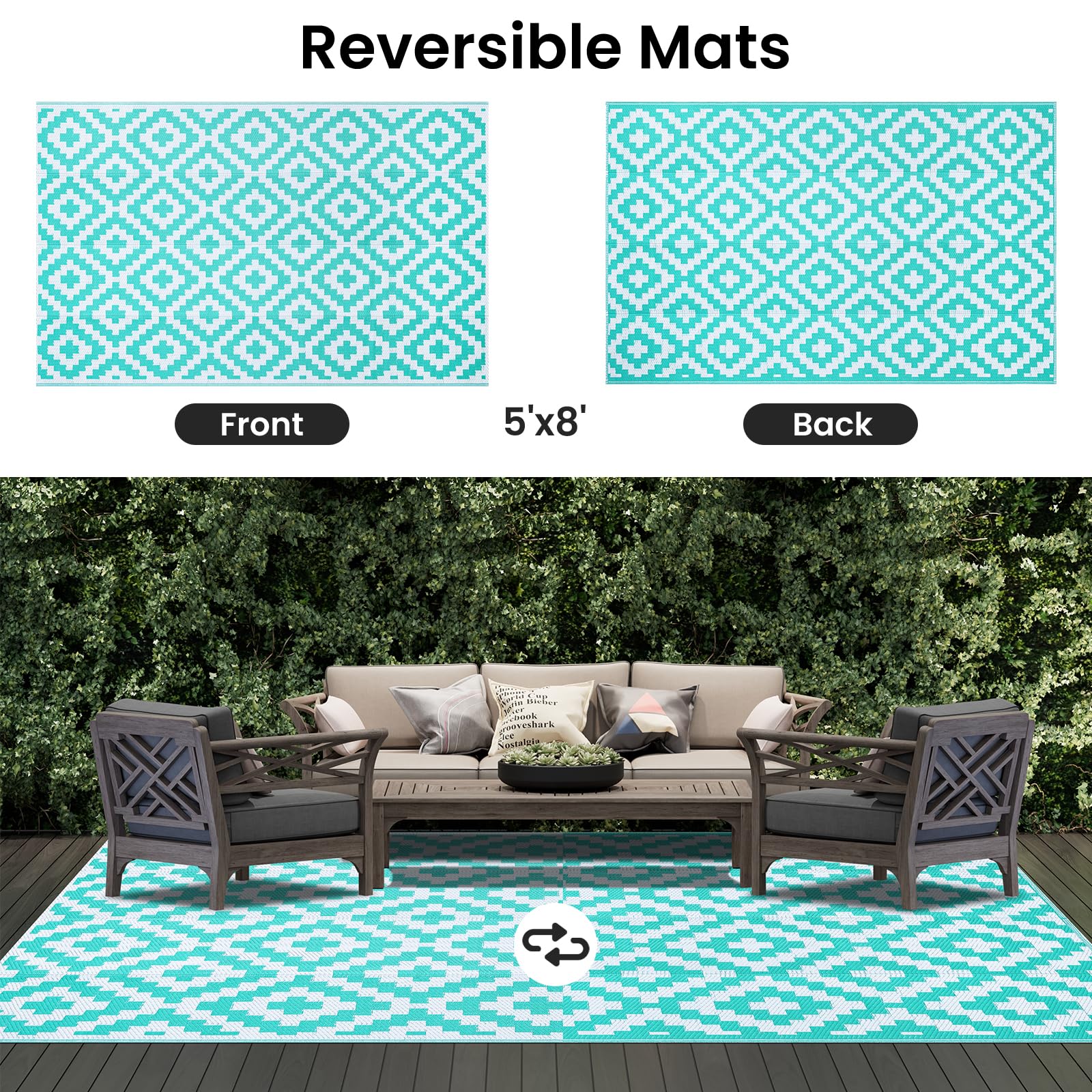 Smiry alfombra reversible mostrando ambos lados para mayor versatilidad