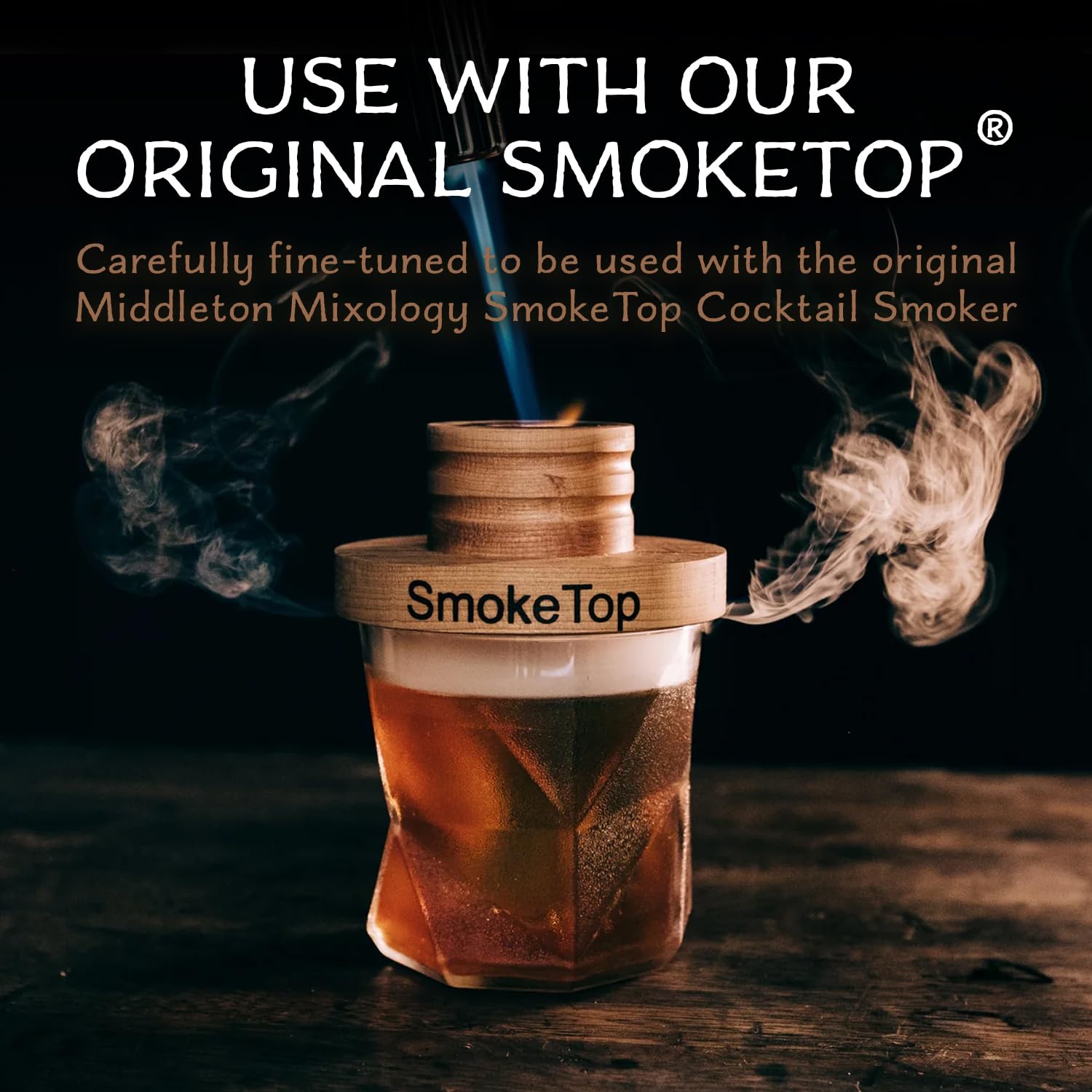 Middleton Mixology SmokeTop etiqueta con instrucciones y origen en EE. UU.