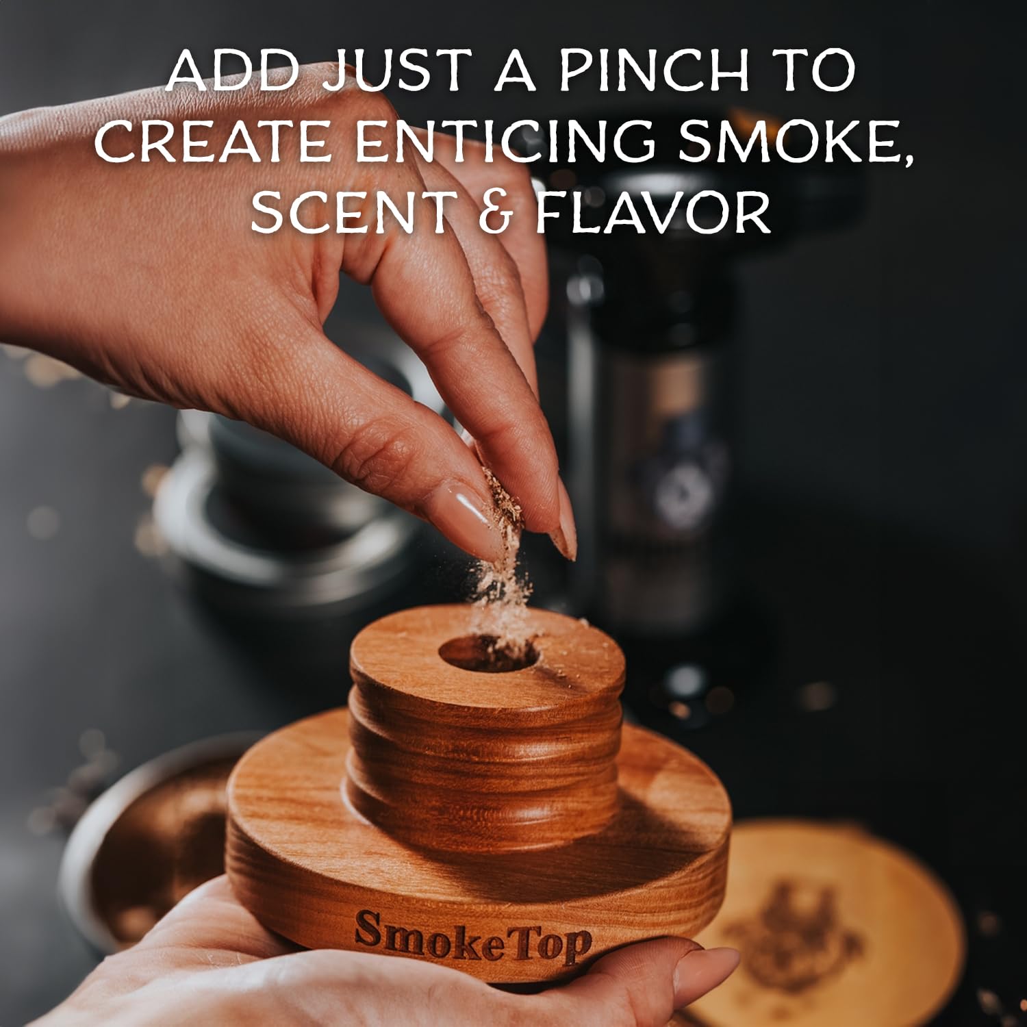 SmokeTop virutas maple en escena de bar casero inspirando presentaciones