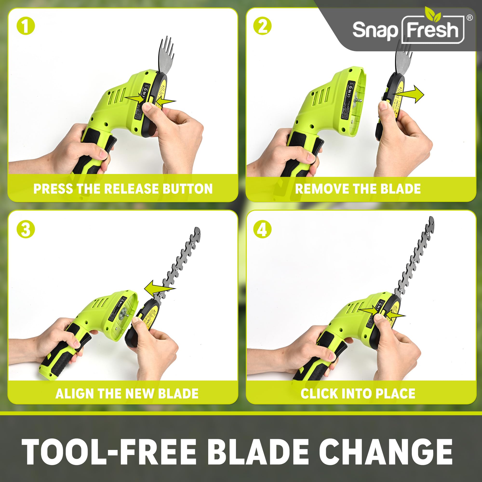 SnapFresh accesorios mostrando cambio de hojas sin herramientas