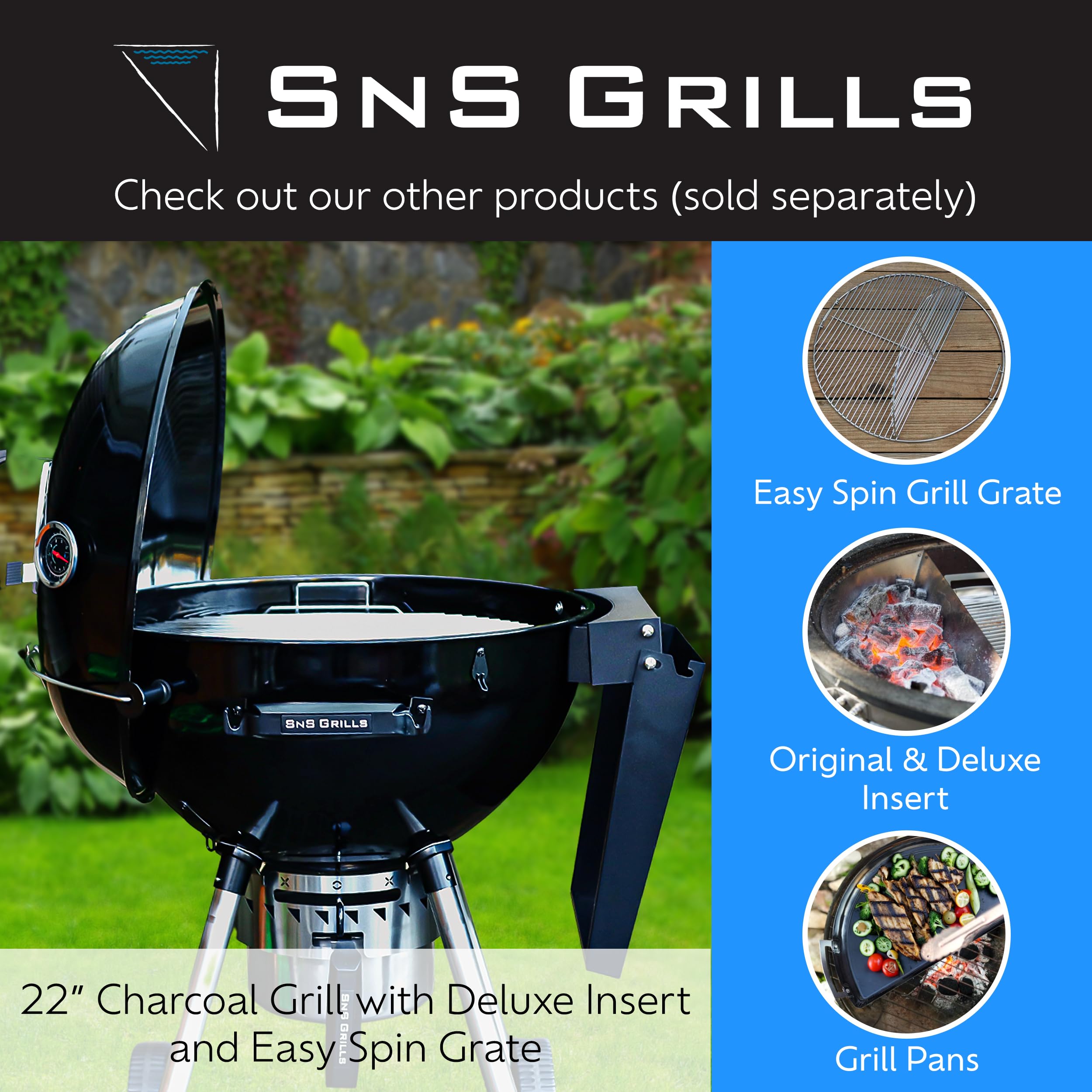 SnS Grills parrilla en acción dorando filete, mejor sellado y control térmico
