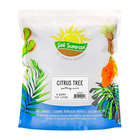 Soil Sunrise frente del paquete mostrando mezcla diseñada para cítricos y fácil uso