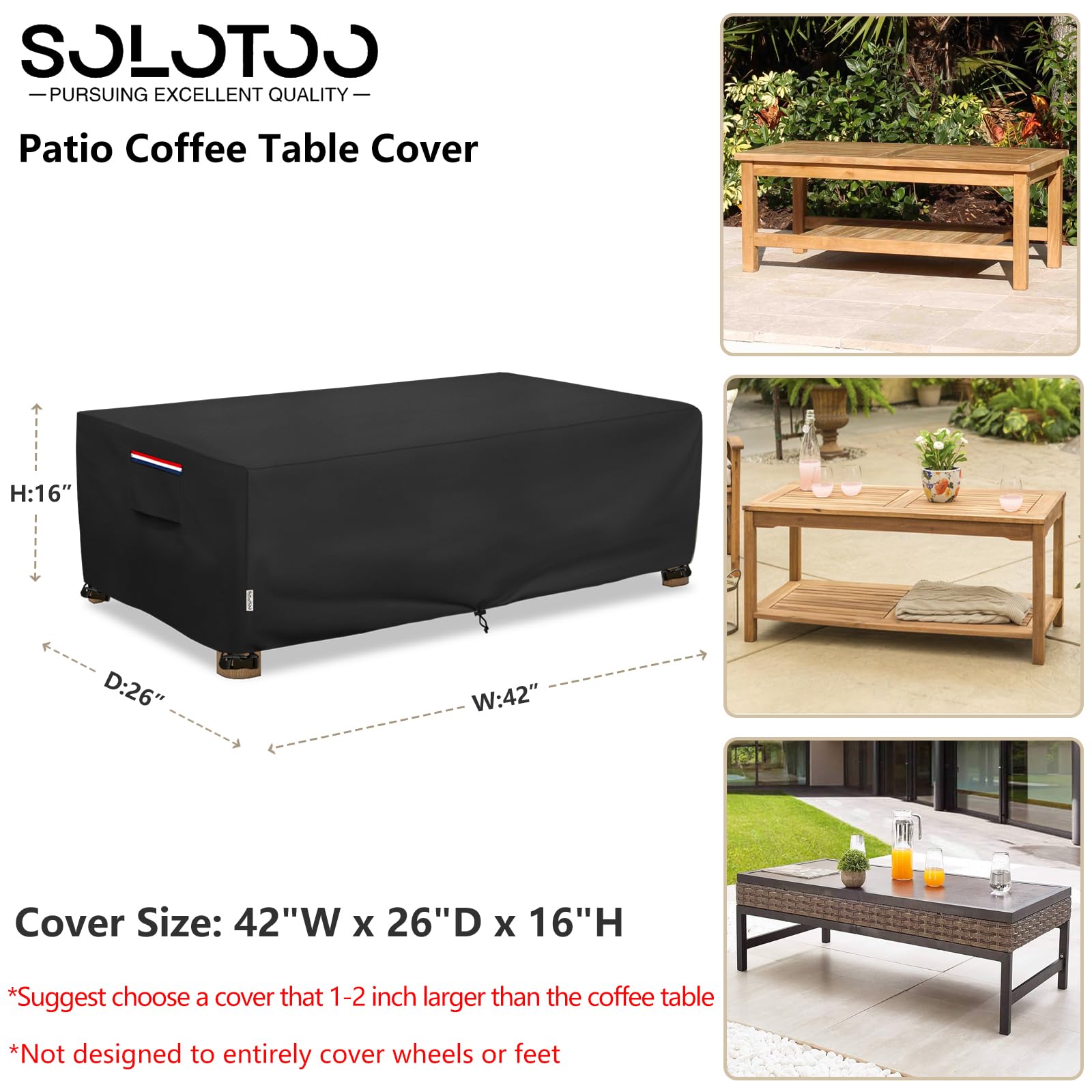 SoloToo funda colocada en patio, mantiene la mesa seca y limpia