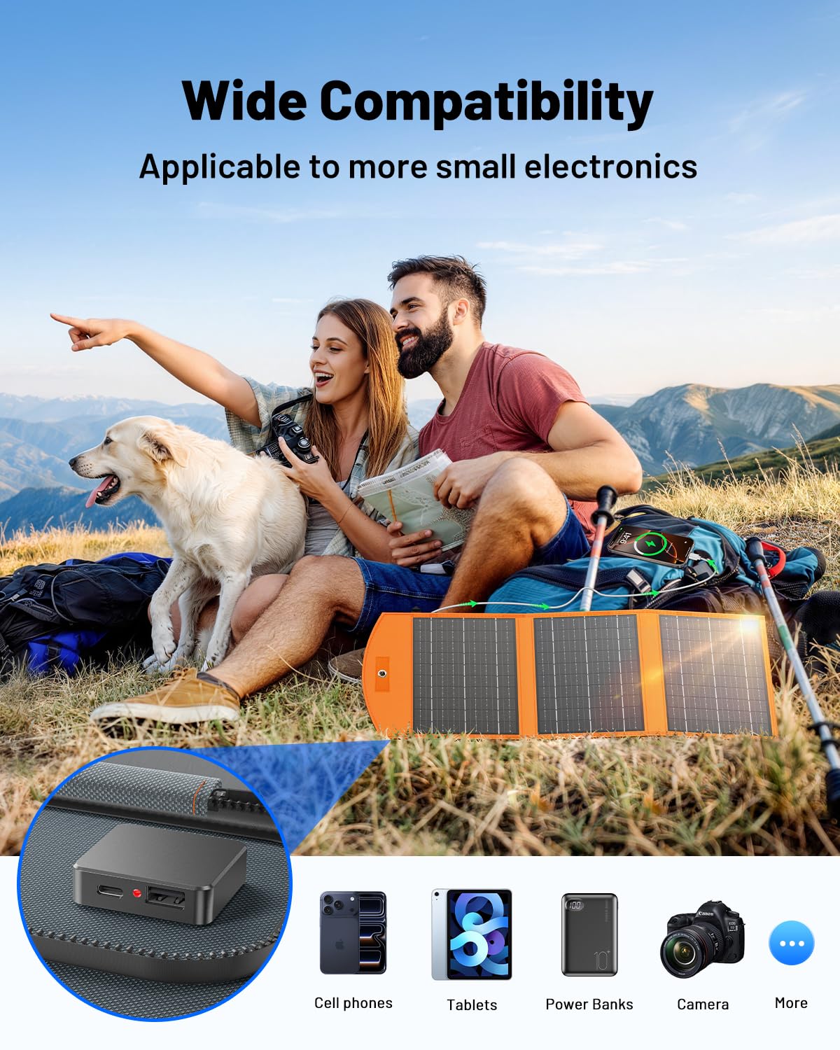 SOLUPUP panel plegado mostrando tamaño compacto ideal para mochila y transporte ligero