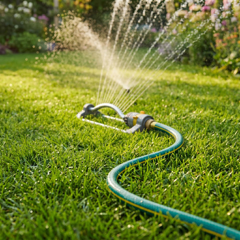 Solution4Patio manguera guardada en estuche demostrando almacenamiento práctico