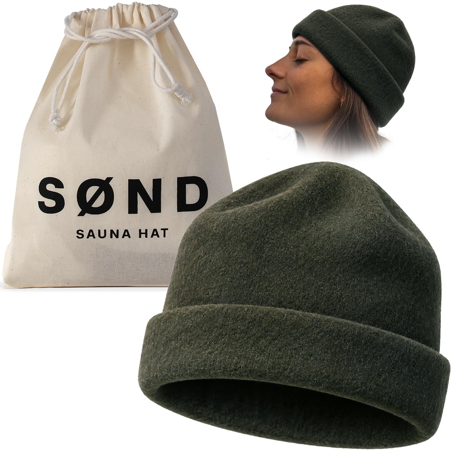 SØND gorra frontal verde mostrando diseño y ajuste cómodo