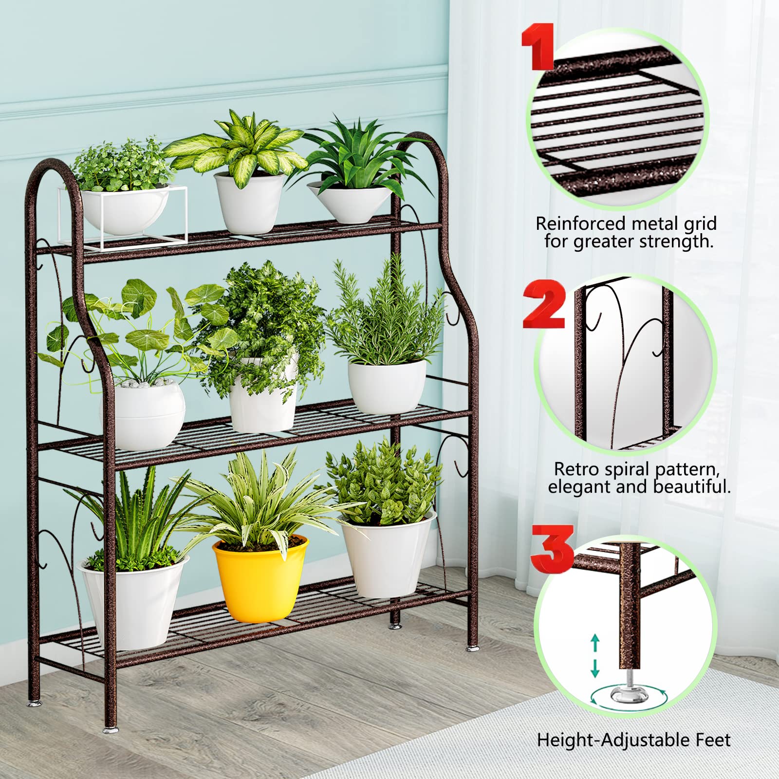 SORCEDAS estantería en patio decorada con plantas y objetos