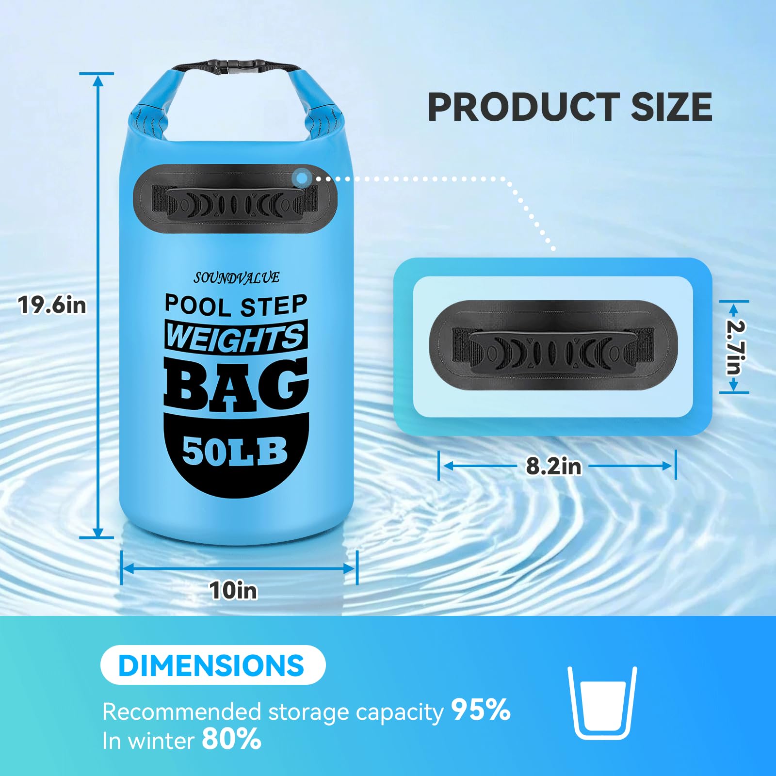 SOUNDVALUE escena de piscina con escalera estable gracias a las pesas