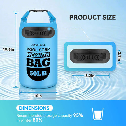 SOUNDVALUE escena de piscina con escalera estable gracias a las pesas
