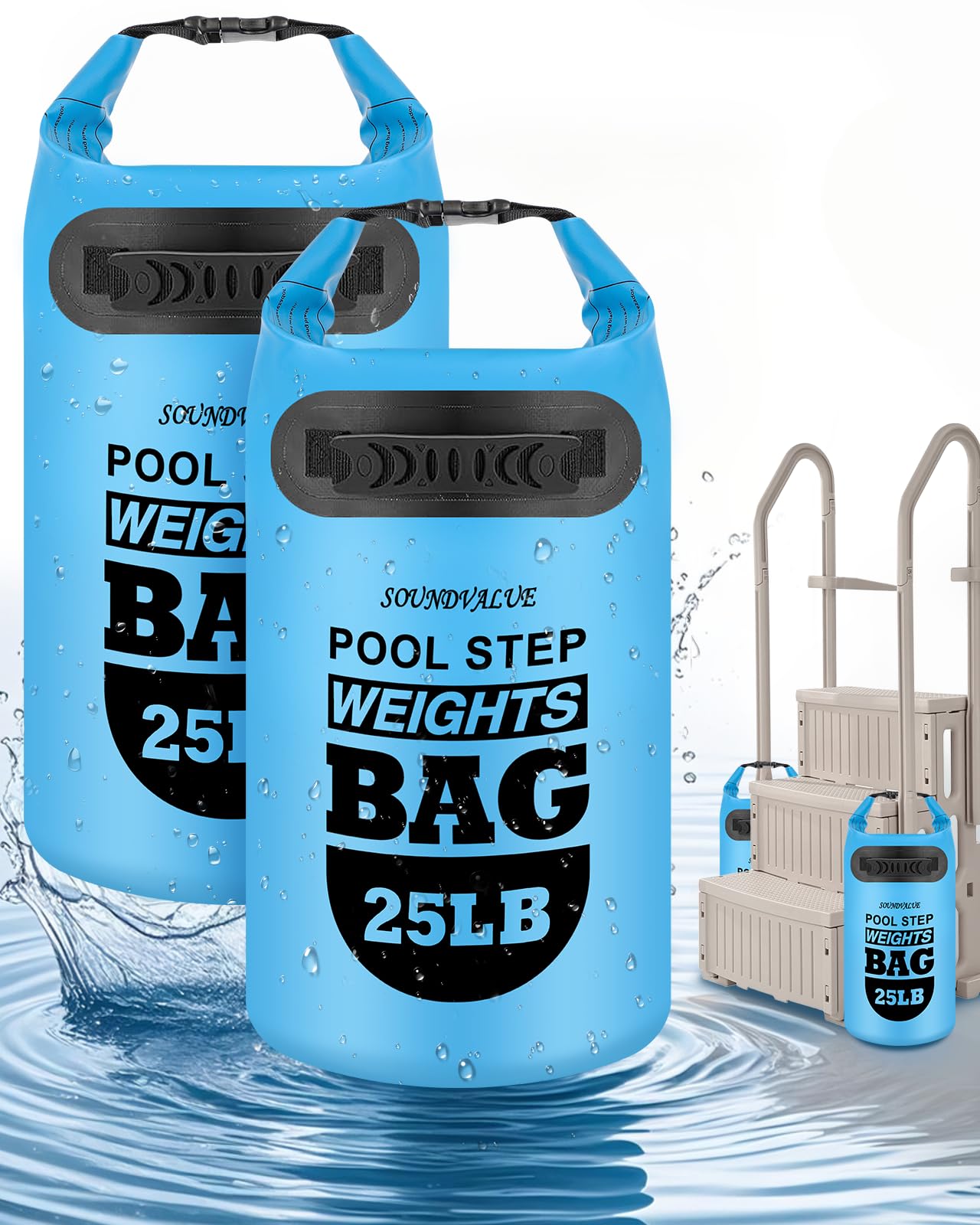 SOUNDVALUE frontal del pack mostrando las dos bolsas y capacidad 25 lb