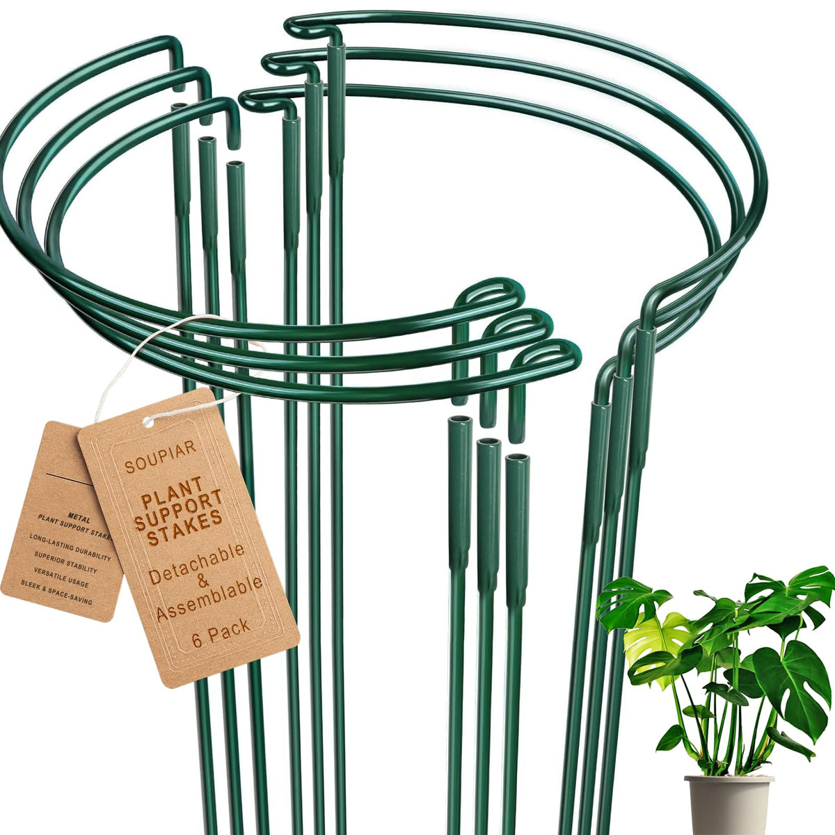 soupiar vista frontal del pack de 6 soportes metálicos resistente
