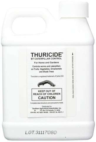 Southern Ag Thuricide aplicado con rociador sobre hojas protege cultivos