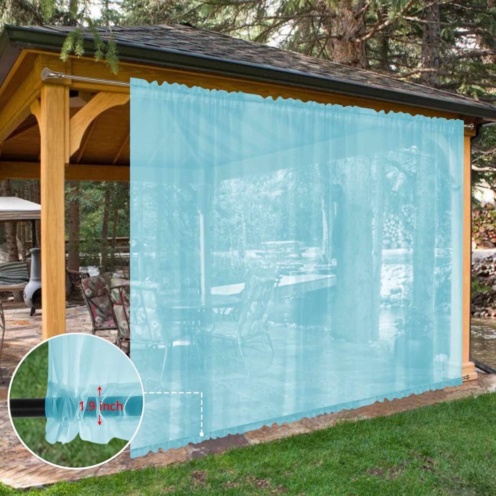 SpaceDresser cortina en pérgola aportando sombra y estilo exterior