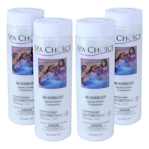 SpaChoice frente del empaque que muestra la marca y el formato 2 lb, beneficio: tratamiento oxidante claro