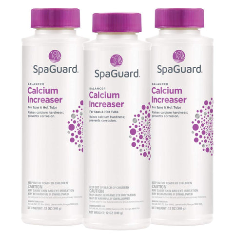 SpaGuard frente del envase mostrando el paquete de 12 oz y beneficios de protección
