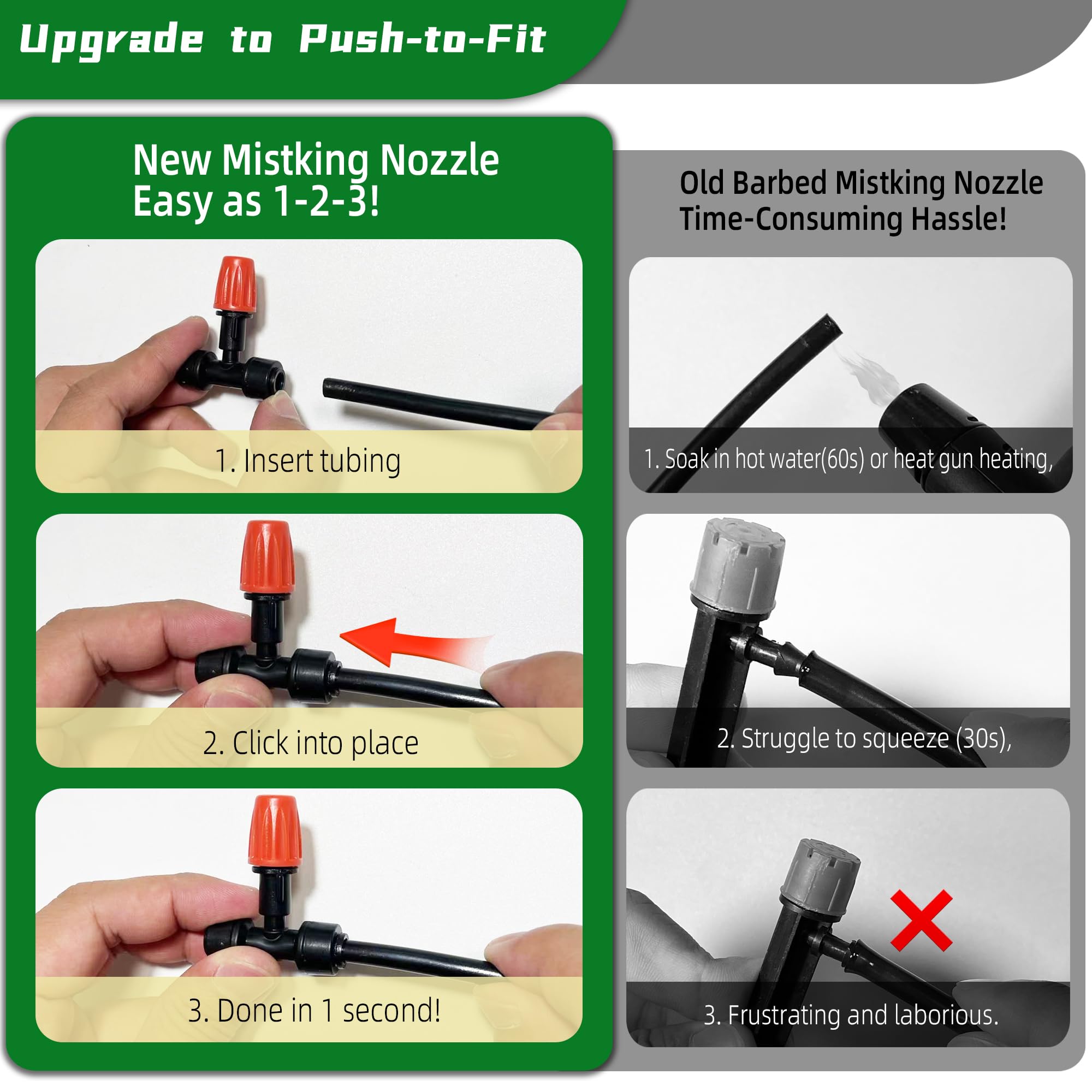 Spalolen conexión push-to-fit insertada en manguera, instalación rápida